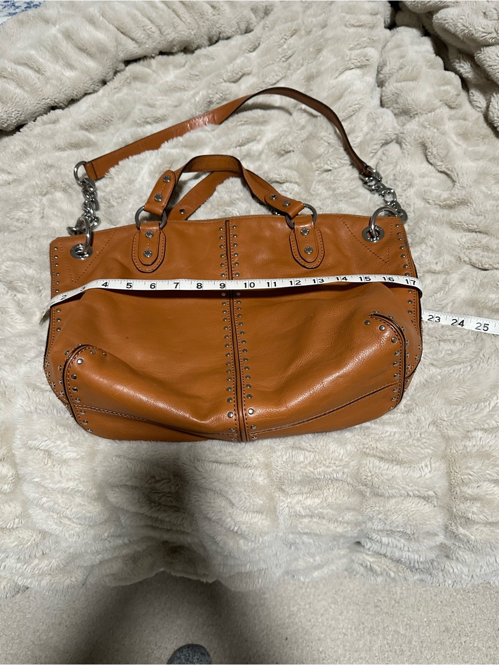 Michael Kors Astor Leather Studded Shoulder Tote - Picture 6 of 7